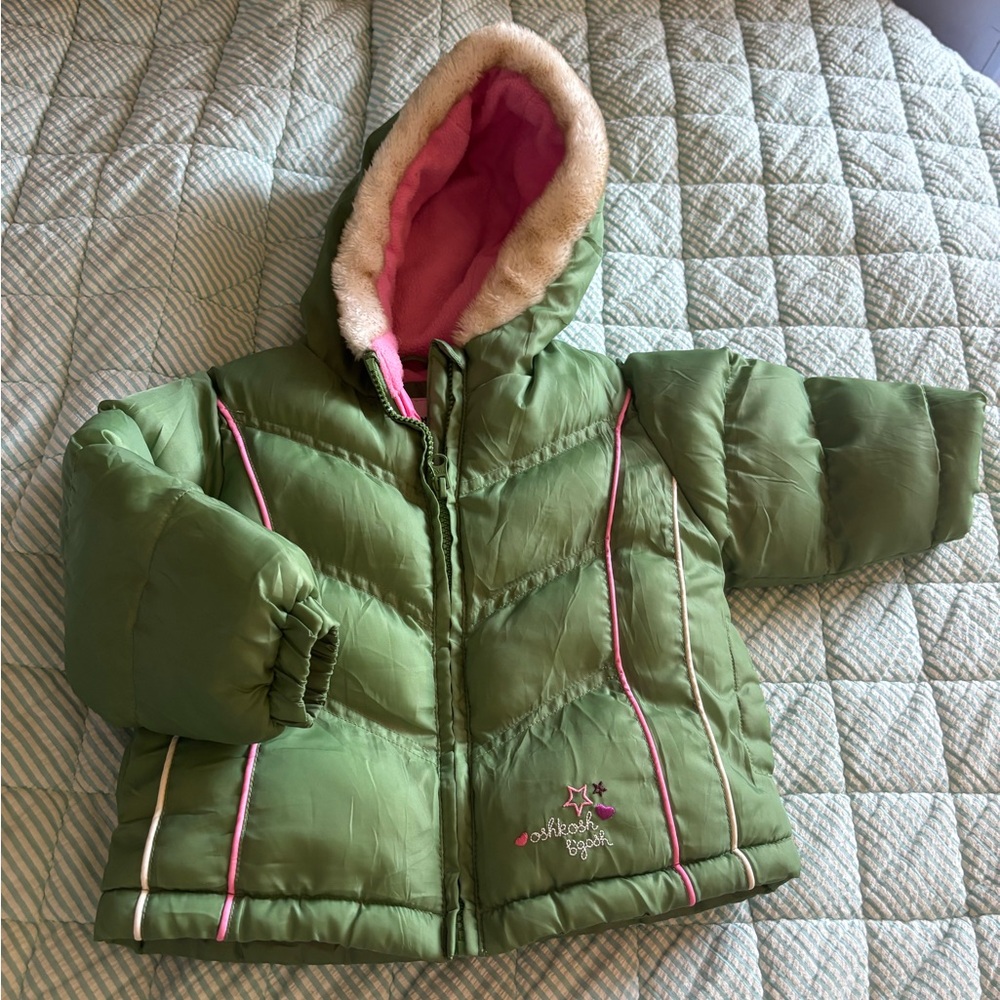OshKosh B'gosh Pink and Green Puffer Winter Coat
